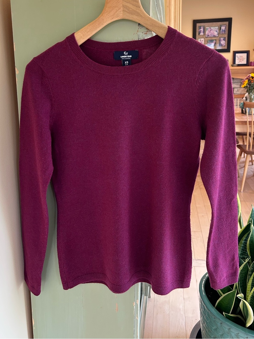 Lands' End Women's 100% Cashmere Crewneck Sweater Burgundy Size XS (2-4)